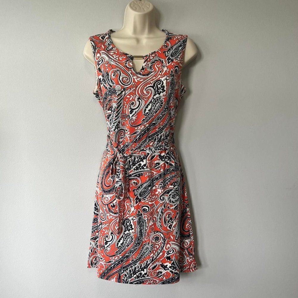 Ann Taylor Orange and Blue Paisley Print Dress Size 4